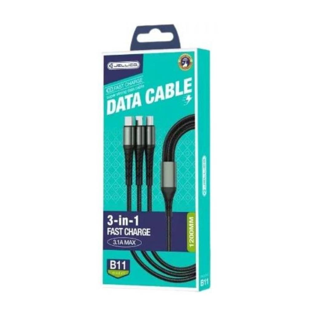 Jellico B11 3 IN 1 C Lightning Micro Καλώδιο Φόρτισης Δεδομένων Jellico B11 3 IN 1 Type-C - Lightning - Micro USB - Image 1