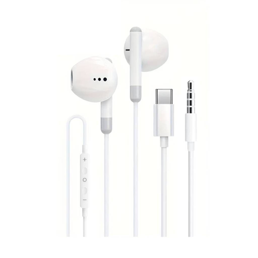 OEM Dolby Sound USB-C TypeC 3.5mm WHITE OEM Ακουστικά Dolby Sound USB-C με Μικρόφωνο 3.5mm – White - Image 1