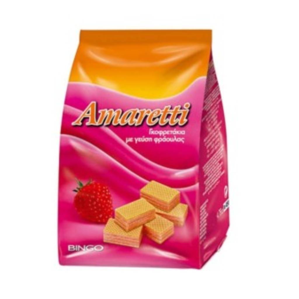 Amaretti gofreta fraoula 125gr Amaretti Γκοφρέτα Φράουλα 125gr - Image 1