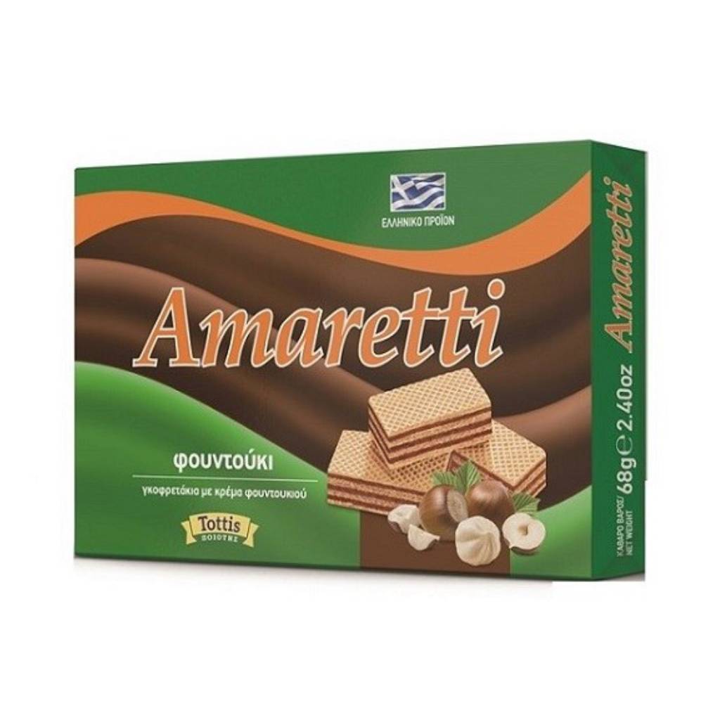 Amaretti gofreta kakao fountouki 68gr Amaretti Γκοφρέτα Κρέμα Φουντούκι 68gr - Image 1