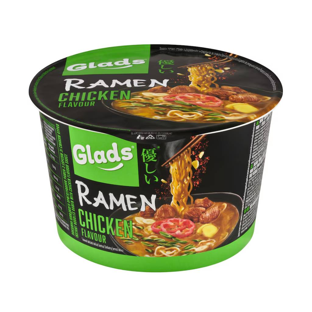 Glads Ramen Noodles Chicken Flavour Sauce Pack 105gr Glads Ramen Bowl Chicken Flavour Sauce 105gr - Image 1