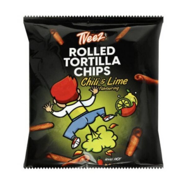 Tveez Rolled Tortilla Chips Chili Lime 113gr