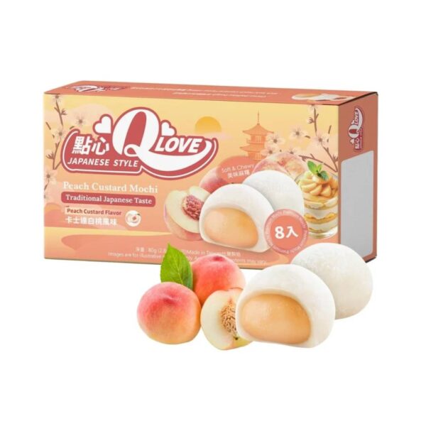 NEW QLove White Peach Custard Premium Filling Mini Mochi 80g TWN