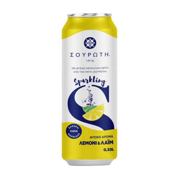 Sparkling Water Souroti Lime - Lemon Can 330ml
